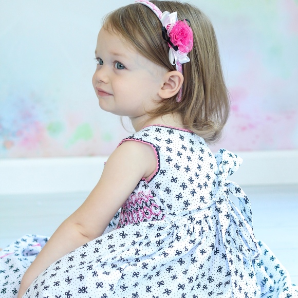 Little Girls Hand Smocked Sleeveless Summer Dress - Picture 3 of 4